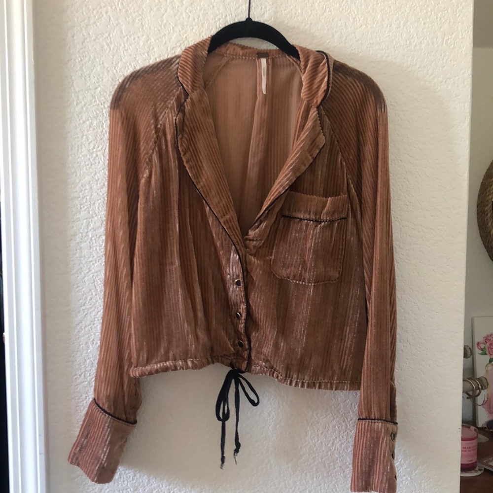 XS free people brown velvet top